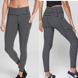 Athleta Stripe Contender 7/8 Tight Black and White Size Small
